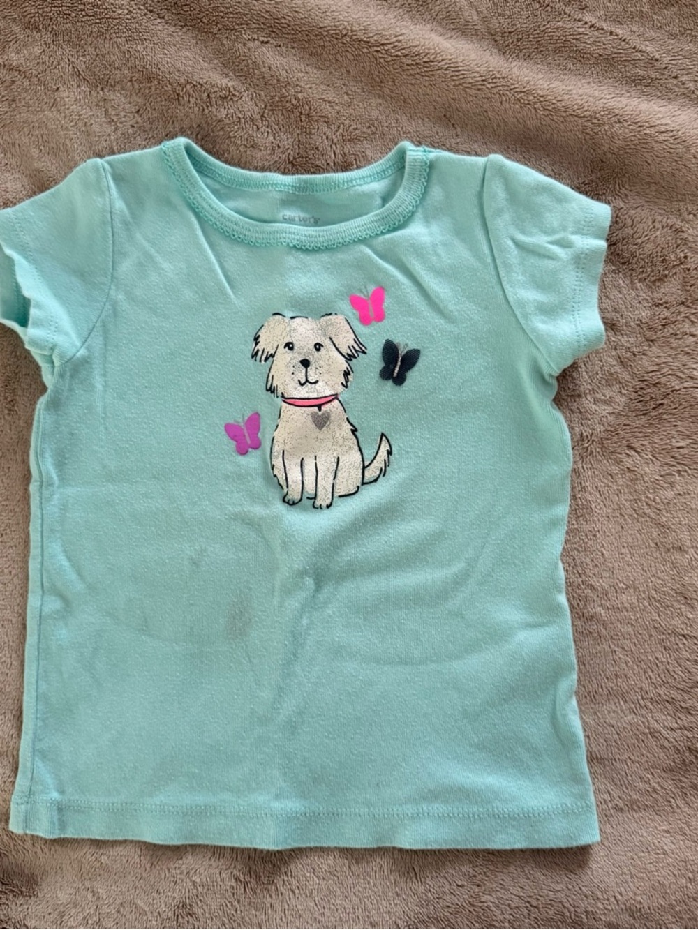Carter's Mint Short-Sleeve Tee with Dog & Butterfly Graphic